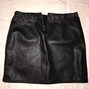 Black leather mini skirt